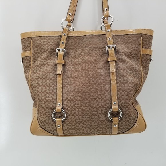 Coach Brown and Tan Jacquard Shoulder Bag - Picture 13 of 16